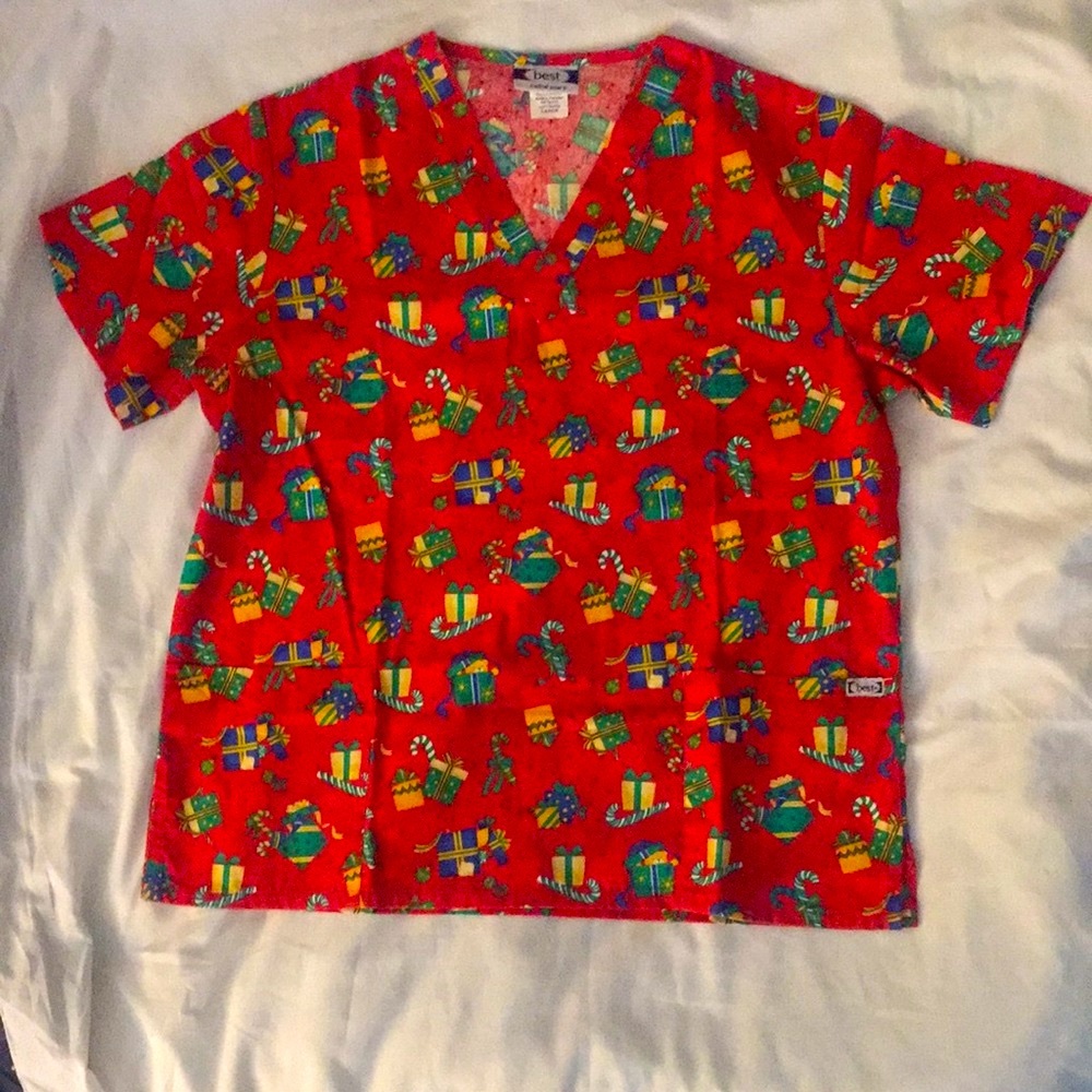 Brand BEST Medical Wear Christmas Gift Scrub Top Unisex L